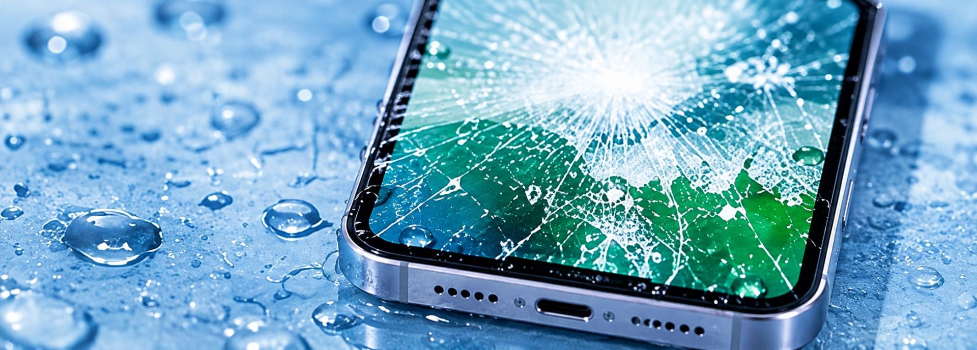 水に濡れたiPhone